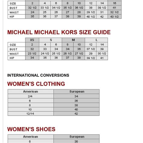 michael kors women's size chart|Michael Kors swimsuit size chart.